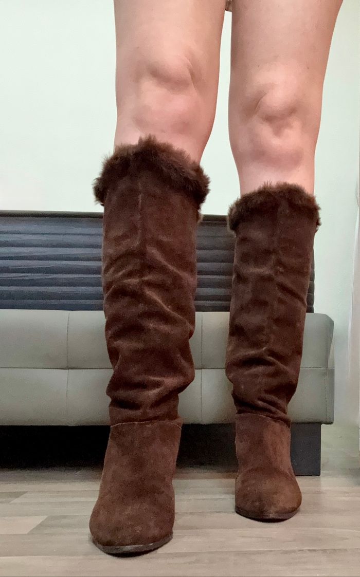 Bottes à talons aiguilles marron avec fourrure - Taille 41 - photo numéro 2