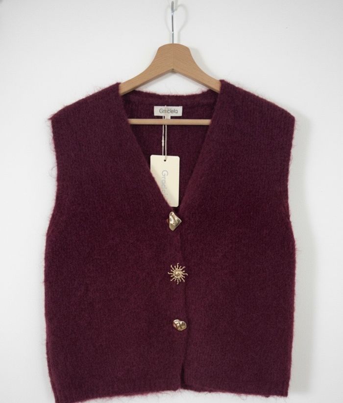 Gilet sans manches Bordeaux - boutons Bijoux Fantaisie (TU)