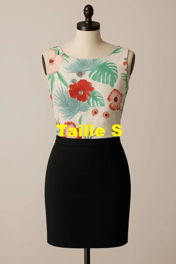 Robe bas noir haut motif floral multicolore Vero Moda Taille S