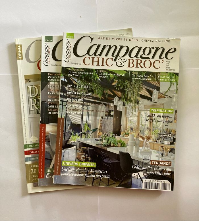 Lot 3 magazines Campagne Chic & Broc