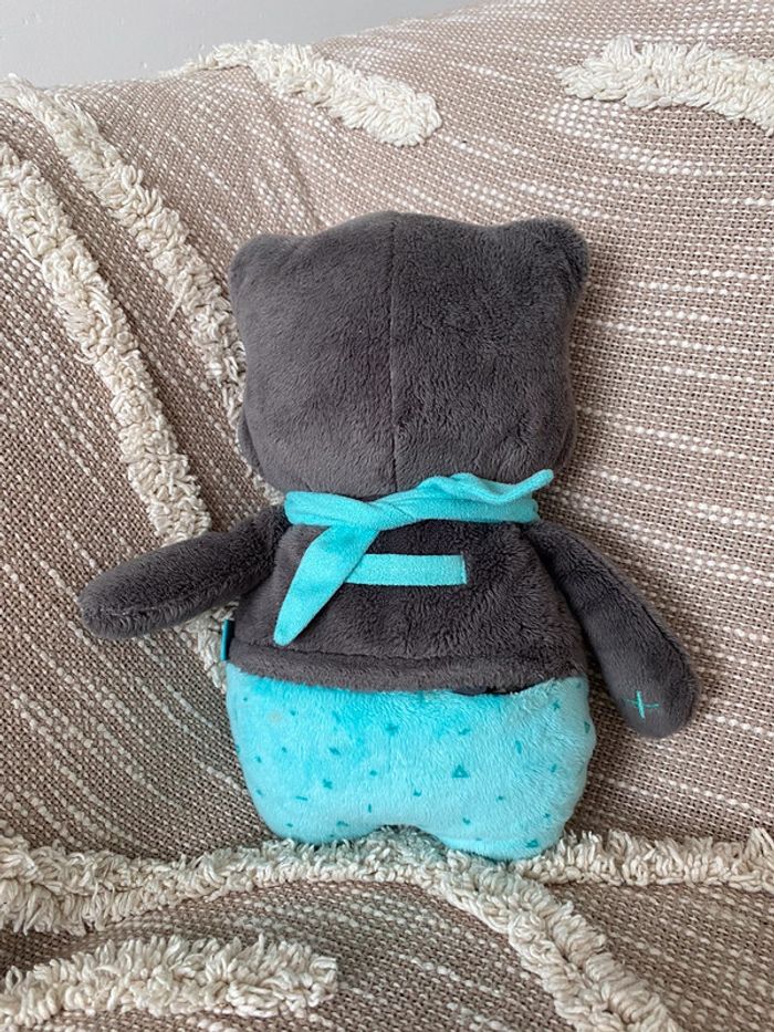 Peluche doudou 25cm MyHummy Premium bruit blanc Matt ours gris et bleu parfait état - photo numéro 3