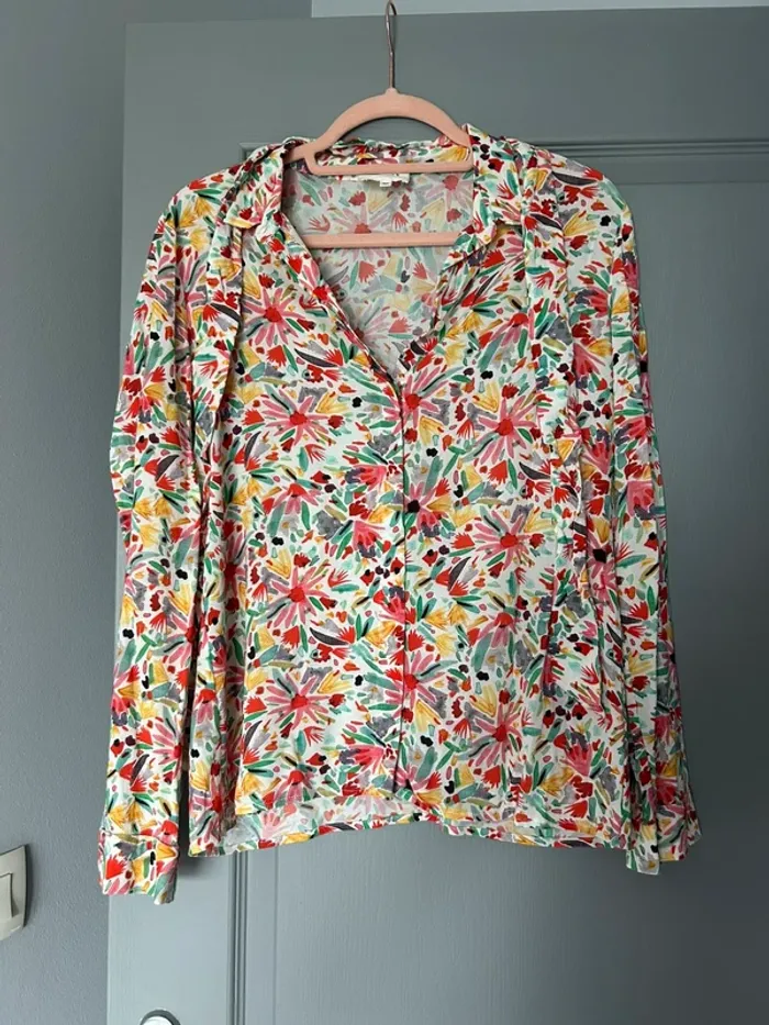 Chemise Sézane Fidji aquarelle T. 38 multicolore fleurs
