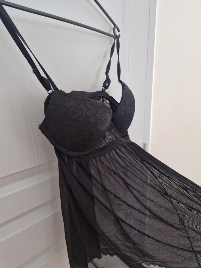 Nuisette dentelle tulle noir taille 38 très bon état H&M - photo numéro 2
