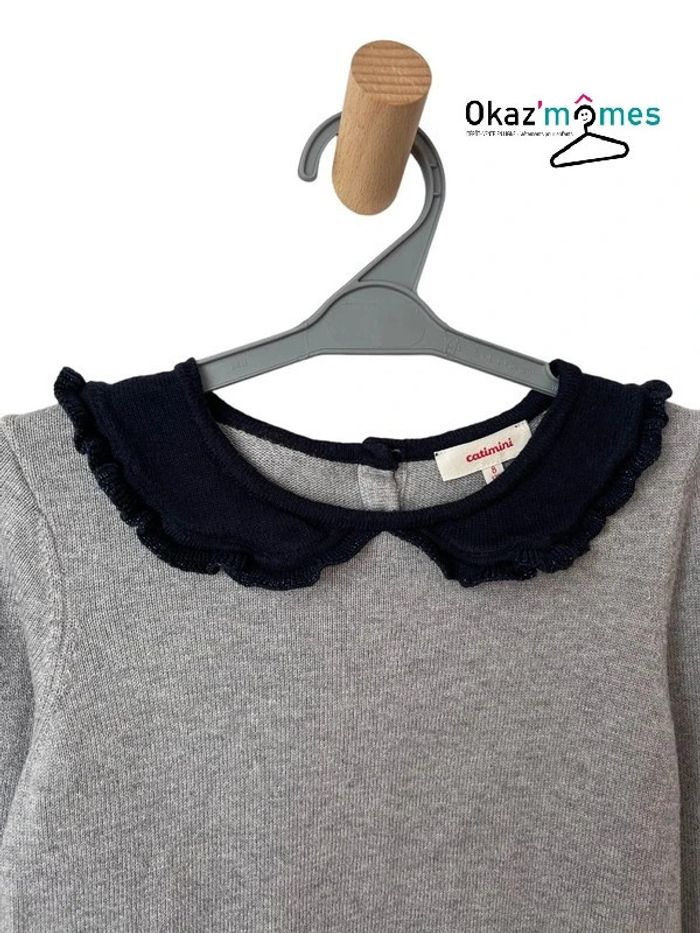 Pull fin gris et marine pailleté - Catimini 8 ans (128cm) - photo numéro 2