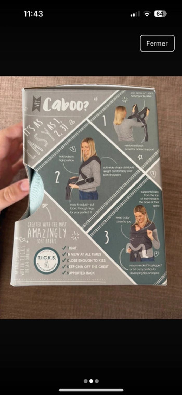 Porte bébé physiologique Caboo lite carrier bleu - photo numéro 2