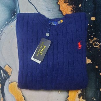 Ralph Lauren taille s bleu logo rouge col rond