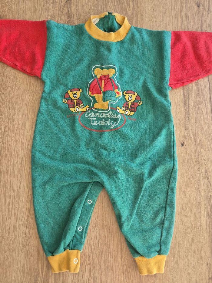 Lot de 3 grenouillères en velours garçon 12 mois dont 1 de Noël - photo numéro 5
