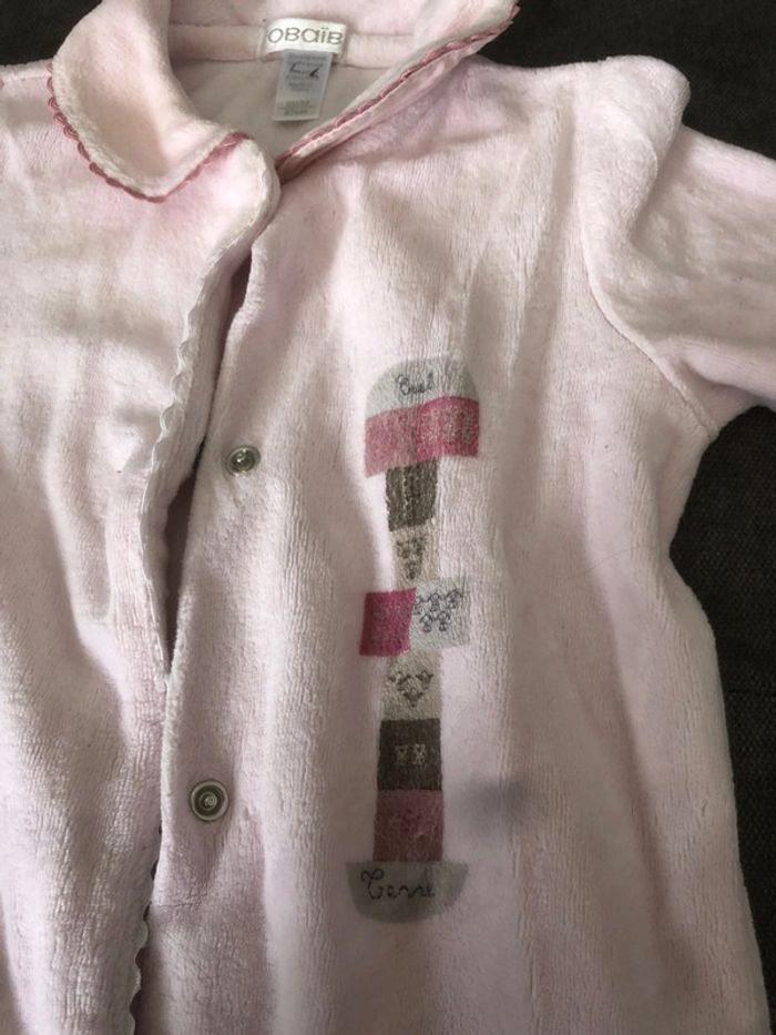 Pyjama rose chaud 1 pièces bon état Obaibi 6M - photo numéro 2