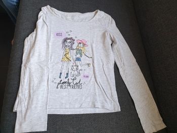 Pull fin t-shirt à manches longues fille 8 ans gris
