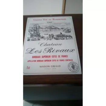 étiquette de Vin château les rivaux bordeaux supérieur côte des Francs 1985