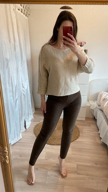 Pull court beige manche 3/4