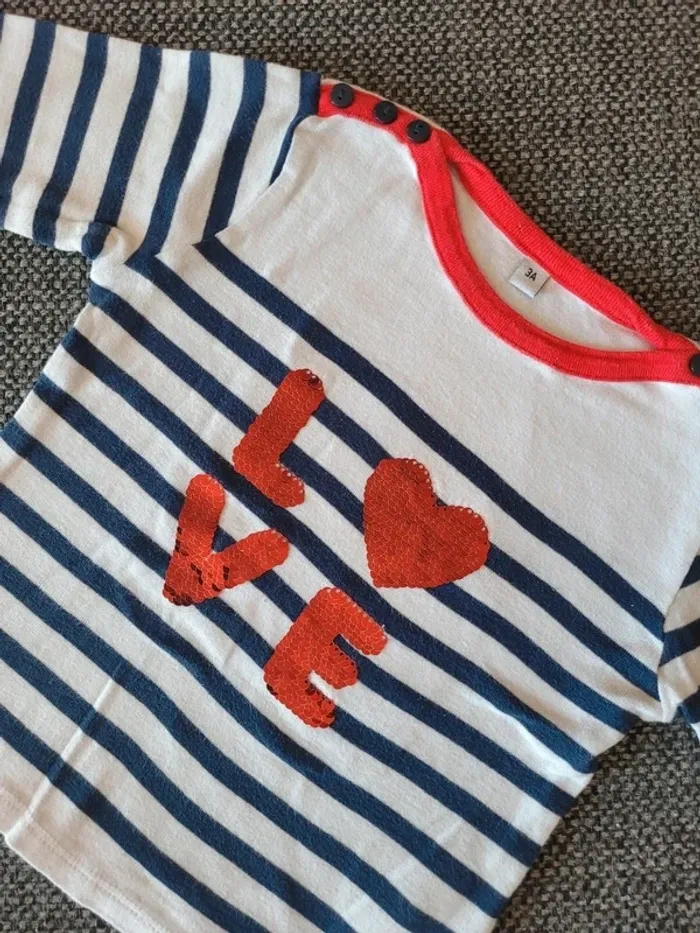 T-shirt manches longues fille à sequins 3 ans - photo numéro 5