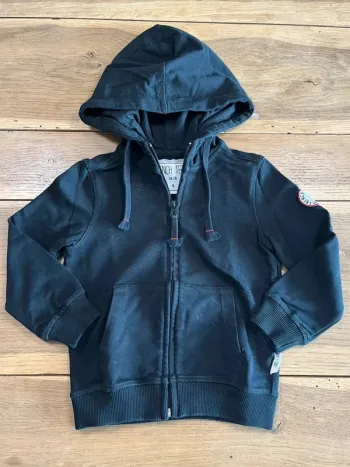 Sweat à zip et capuche noir French Terry 18.18