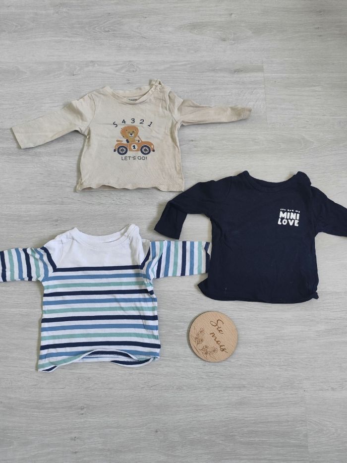 Lots t-shirt manche longue 6 mois - photo numéro 1