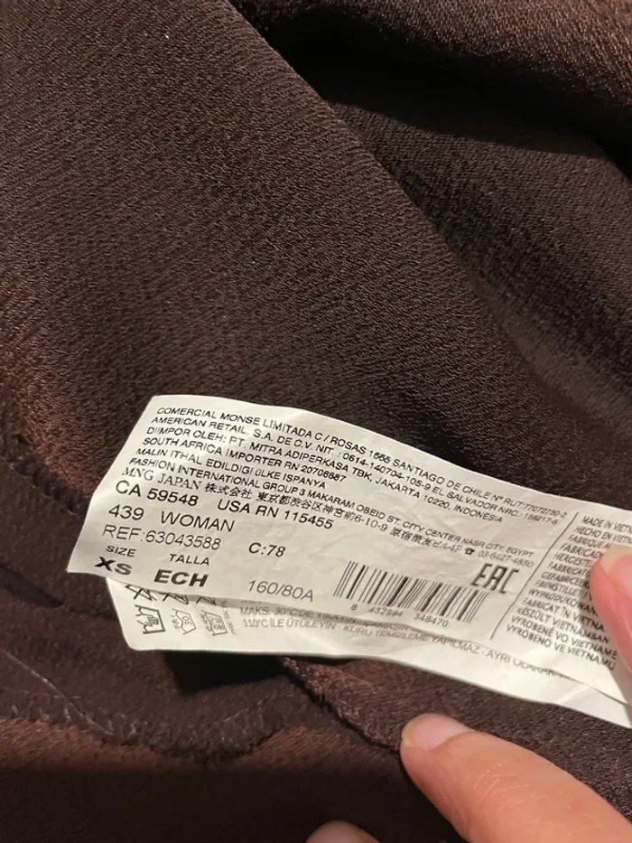 Robe bordeaux foncé mango taille XS perle col - photo numéro 9