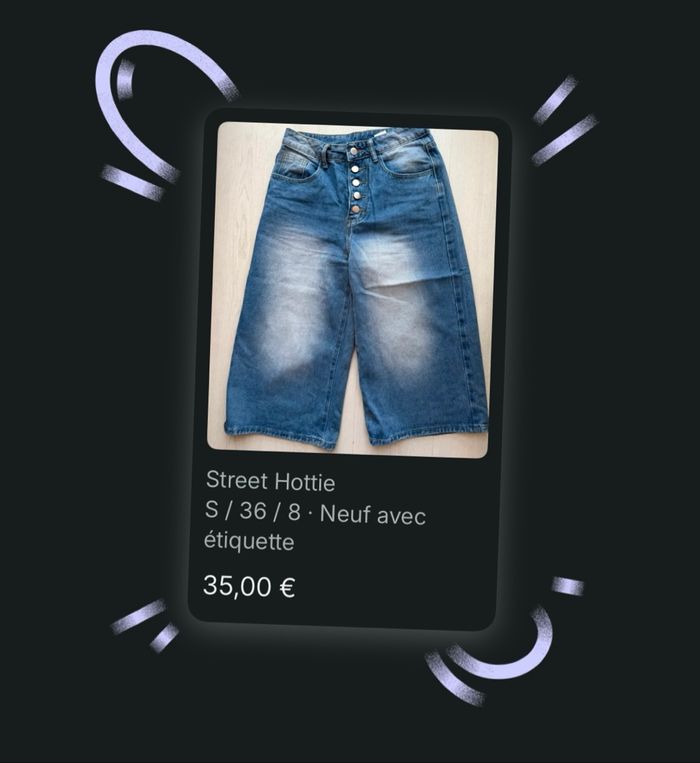 Short bermuda en jean denim "Street Hottie" avec poches en biais, jambes larges, casual jeans avec boutons apparents - photo numéro 8