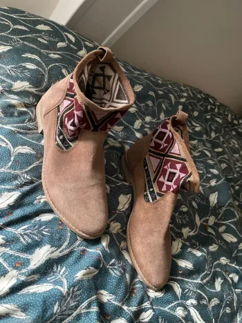 Bottine beige camel