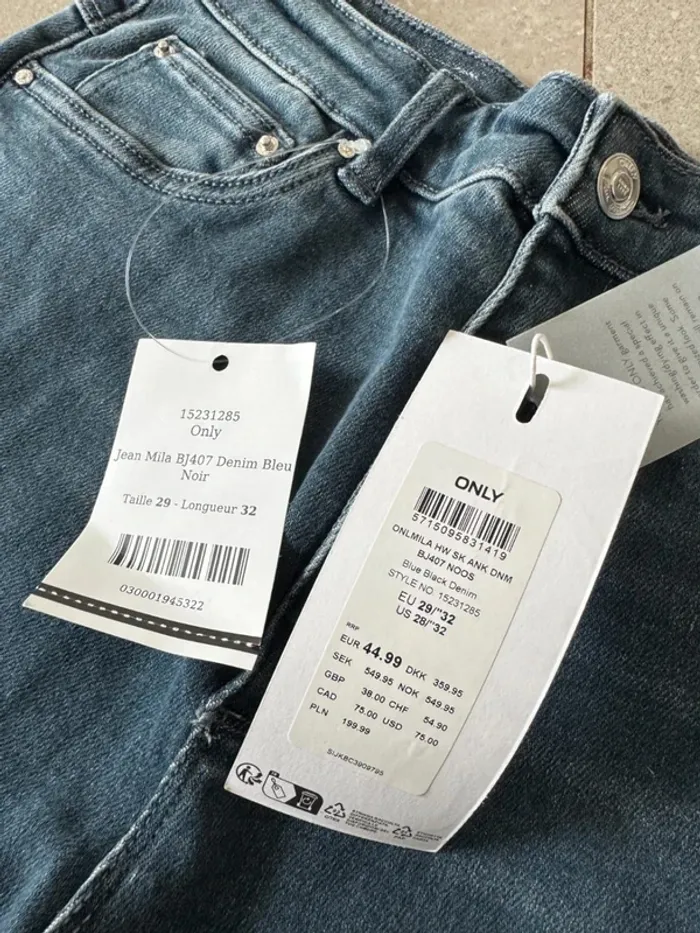Jean Mila skinny Only, taille 29/32, neuf avec étiquette, valeur 45€  34*92cm - photo numéro 2