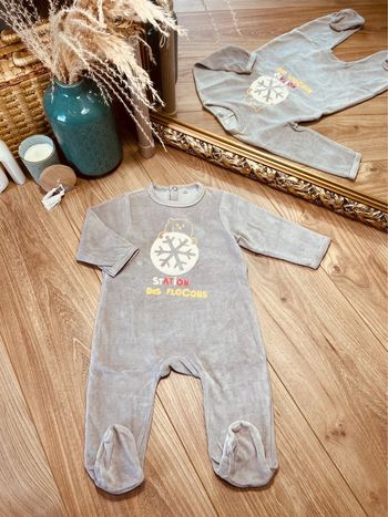 Taille 9 mois pyjama de Noël velours garçon beige * flocon * 💙