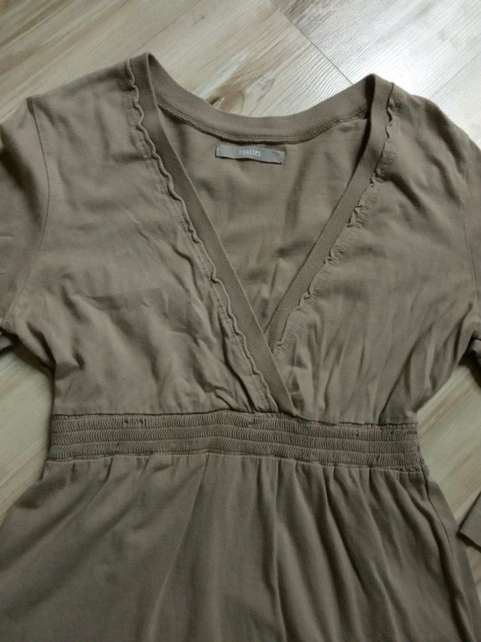 Haut manches 3/4, marron clair. 100% coton. T 34/36. - photo numéro 2