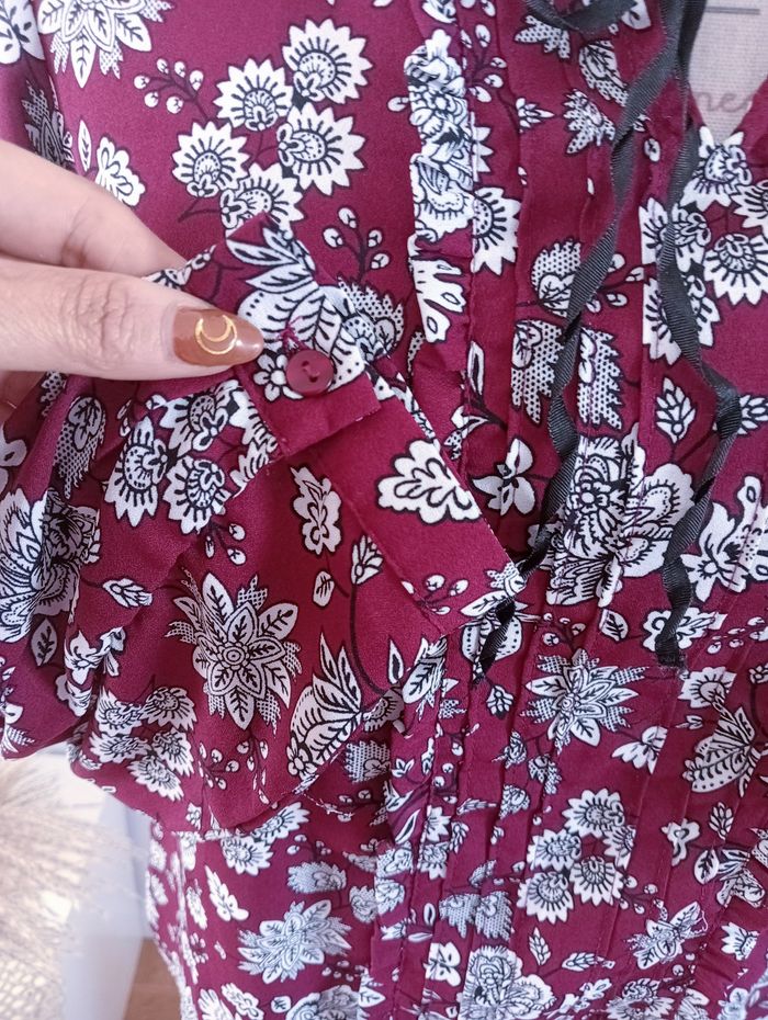 Magnifique blouse violette à fleurs taille 36 - photo numéro 7