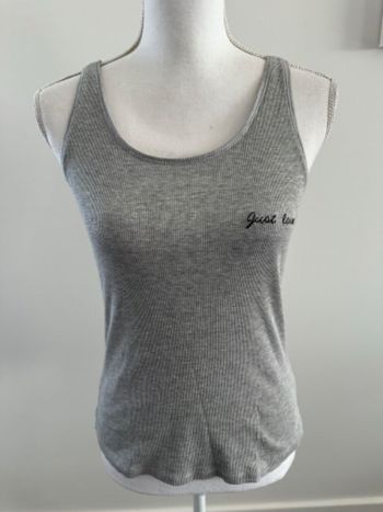 Débardeur côtelé gris broderie Just Love T36 S