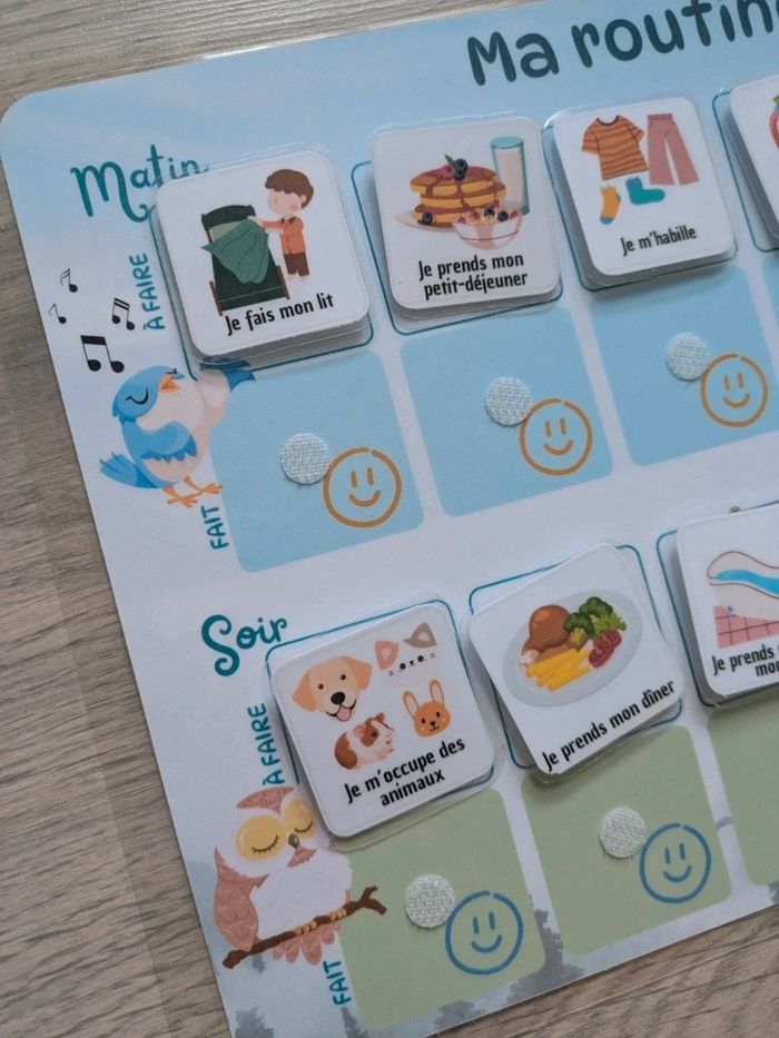 Tableau de routine enfant matin et soir oiseau chouette, 30 vignettes - photo numéro 4
