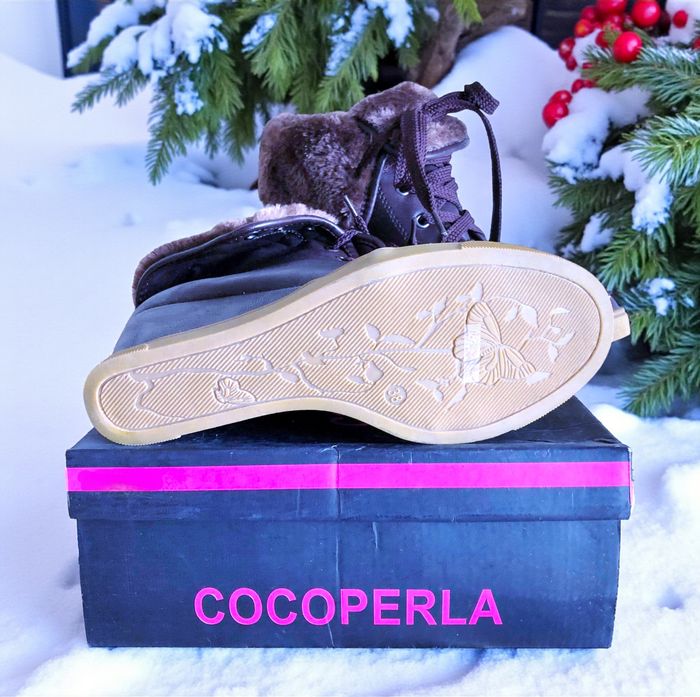 COCOPERLA - NEW - BOTTILLONS A LACETS FEMME CHOCOLAT REVERS FAUSSE FOURRURE 38 - photo numéro 3