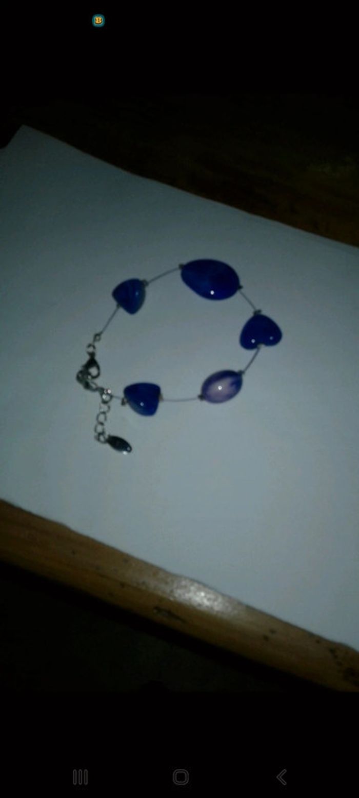 Bracelet grosses perles bleu - photo numéro 2