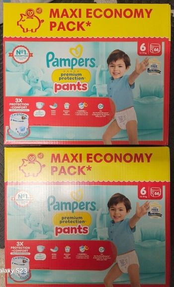 2 cartons de couches culottes pampers taille 6