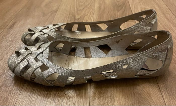 Ballerines ajourées platine cuir 38 - photo numéro 5