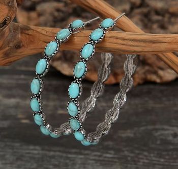 Paire de créoles turquoise