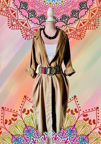 🌿🥝Chemise longue kaki boho 100% coton S/M Parfois long khaki summer shirt🥝🌿