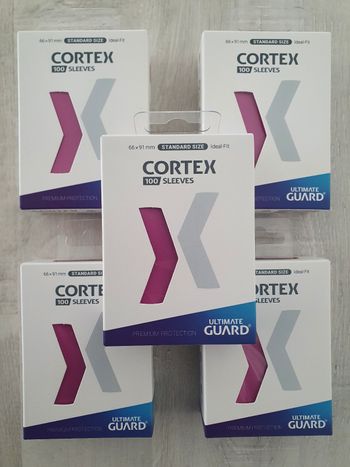 Lot de 5 paquets de 100 sleeves Ultimate Guard Cortex Rose
