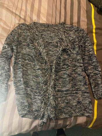 Gilet mi long noir blanc à paillette neuf