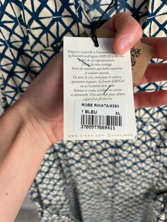Robe longue Diega Bleu et crème XL neuve - photo numéro 5