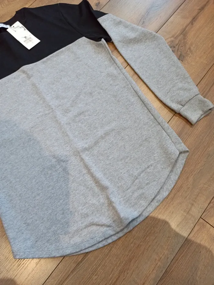 Pull gris et noir manches longues homme XL - photo numéro 3