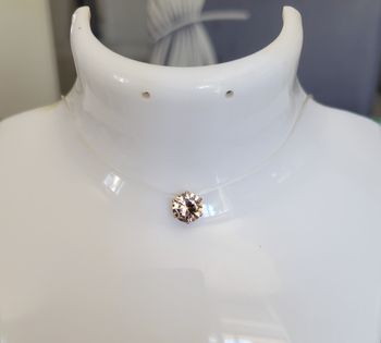 RAS DE COU FIL TRANSPARENT STRASS CHAMPAGNE ! NEUF!