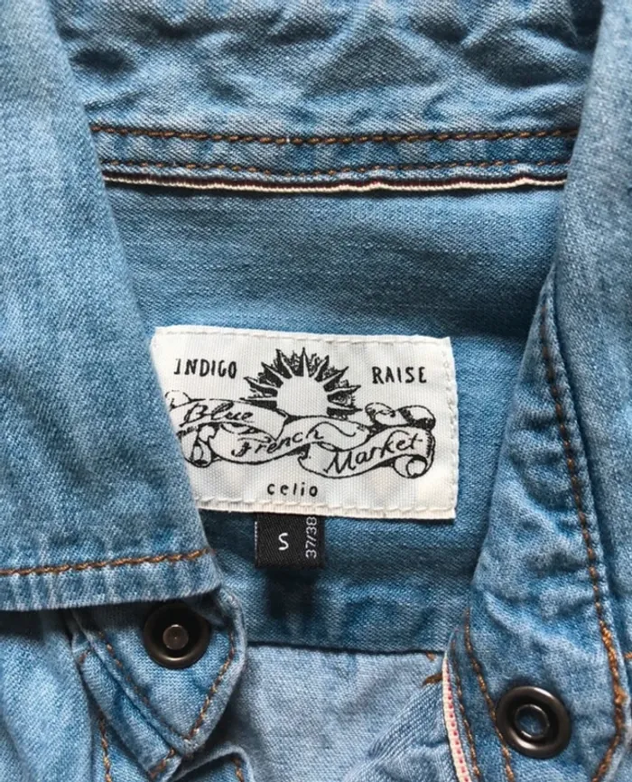 Chemise en jeans légère aspect délavé boutons pression Celio S - photo numéro 3
