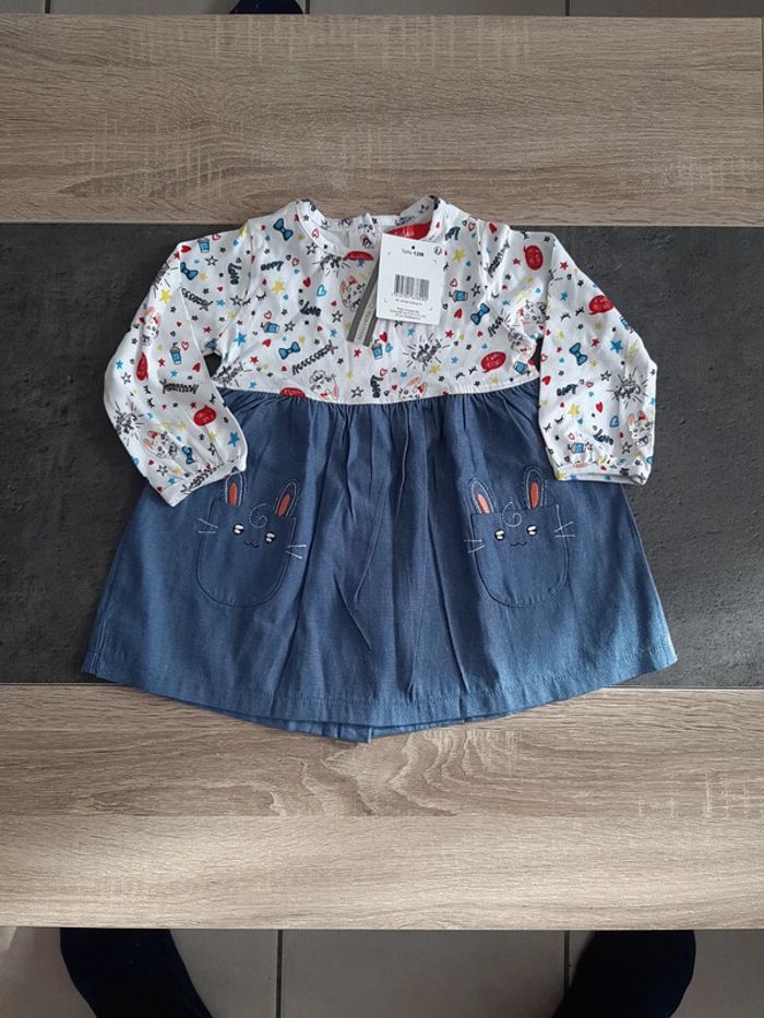 Robe manche longue légère 100% coton fille