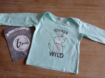 Tee shirt manches longues animaux 6 mois