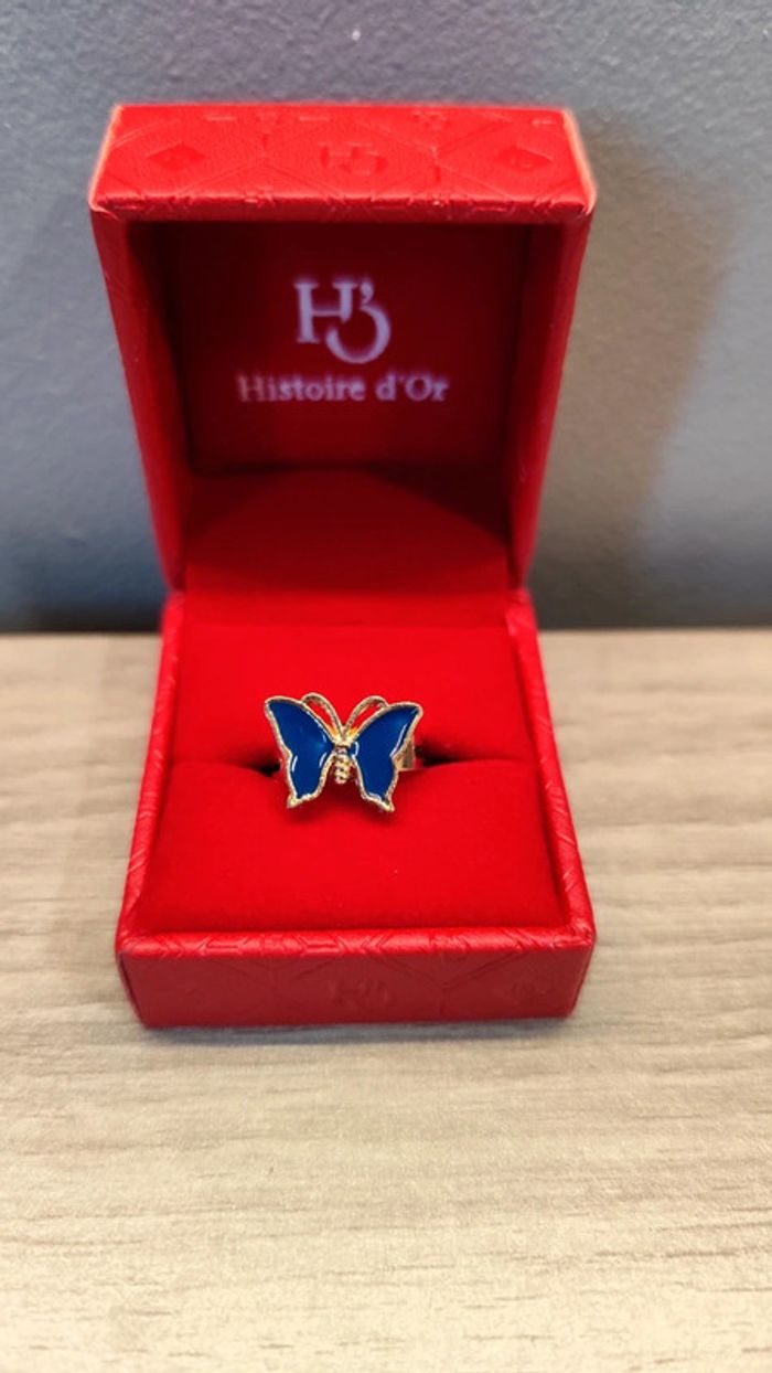 Bague papillon bleu 16mm