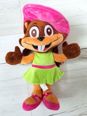 Peluche écureuil rose et vert Lola Papa parc 40 cm