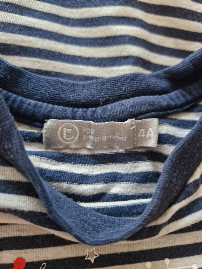 T-shirt manches longues enfant garçon 4 ans Tout simplement Coton - photo numéro 3