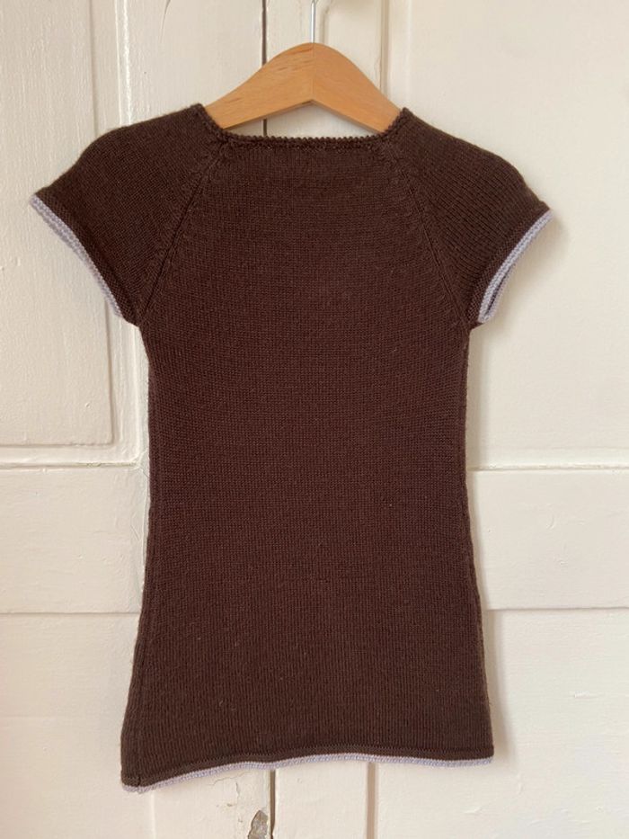 Petite robe en maille manches courtes marron Jacadi 18 mois - photo numéro 2