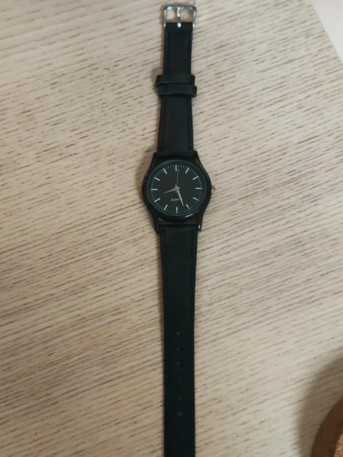 Montre noire intégrale, discrète cuir men - photo numéro 3