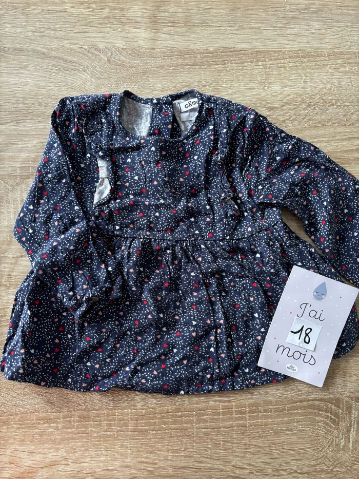 Blouse bleu cœurs GEMO t.18m