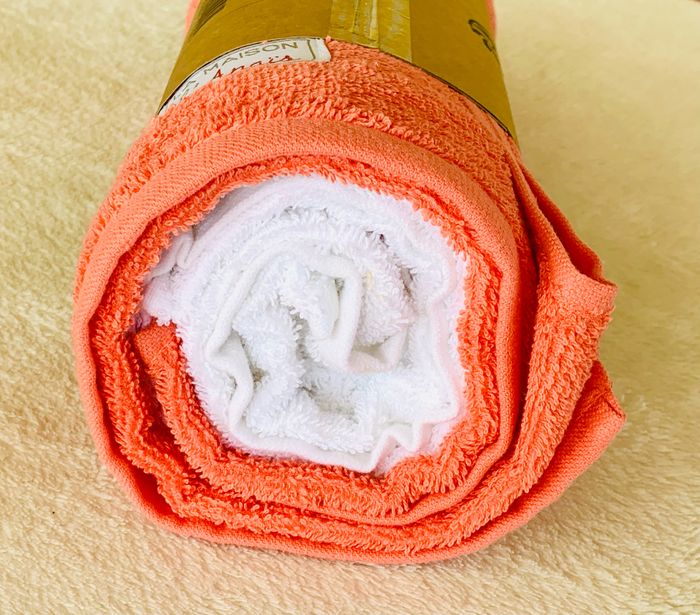 Lot De 2 Serviettes De Bain Coton Jacquard Orange - 73x36 Cm, épaisse Et Absorbante - Pour Salle De Bain, Cuisine, Sport, Voyage