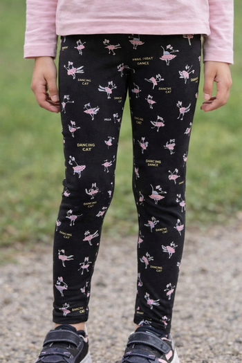 Legging noir Zara – Motif chats danseurs – 6 ans (116 cm)