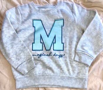 Sweat couleur gris et bleu clair motif magical days taille 5/6 ans neuf